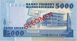 5000 Francs - 1000 Ariary Spécimen MADAGASCAR  1988 P.073bs UNC-