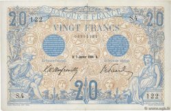 20 Francs BLEU Petit numéro FRANCIA  1906 F.10.01