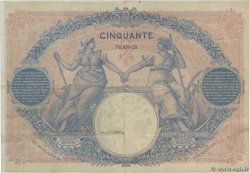 50 Francs BLEU ET ROSE FRANKREICH  1890 F.14.02 fVZ