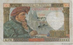 50 Francs JACQUES CŒUR Grand numéro FRANCIA  1942 F.19.20