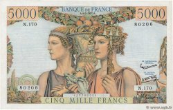 5000 Francs TERRE ET MER FRANCE  1957 F.48.16 XF
