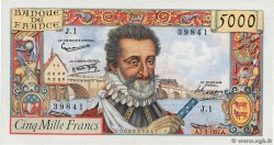 5000 Francs HENRI IV Petit numéro FRANKREICH  1957 F.49.01 VZ