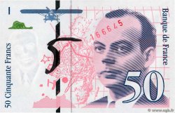 50 Francs SAINT-EXUPÉRY Sans couleurs Fauté FRANCIA  1992 F.72f5.01 q.FDC