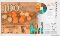100 Francs CÉZANNE Petit numéro FRANKREICH  1997 F.74.01 fST+