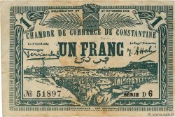 1 Franc FRANCE regionalism and miscellaneous Constantine 1922 JP.140.43 VF