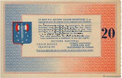 20 Francs BON DE SOLIDARITÉ Annulé FRANCE regionalism and miscellaneous  1941 KL.08As AU
