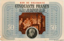 50 Francs BON DE SOLIDARITÉ Annulé FRANCE regionalism and various  1941 KL.09As XF