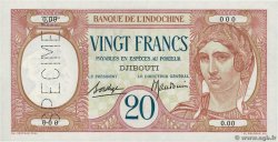 20 Francs Spécimen DSCHIBUTI   1936 P.07s ST