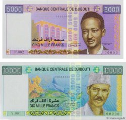 5000 et 10000 Francs Petit numéro DJIBOUTI  2005 P.44 et 45 UNC