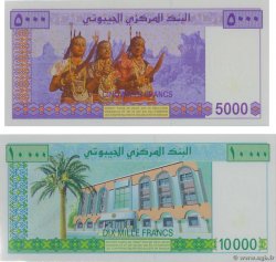 5000 et 10000 Francs Petit numéro YIBUTI  2005 P.44 et 45 FDC