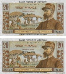 20 Francs Émile Gentil Consécutifs SAINT-PIERRE UND MIQUELON  1946 P.24 fST+