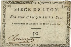 50 Sous FRANCE Regionalismus und verschiedenen Lyon 1793 Kol.137b SS