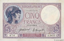 5 Francs FEMME CASQUÉE FRANKREICH  1920 F.03.04 fVZ