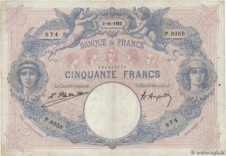 50 Francs BLEU ET ROSE FRANCIA  1922 F.14.35 MB