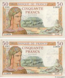 50 Francs CÉRÈS Consécutifs FRANCE  1935 F.17.21 SUP