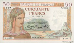 50 Francs CÉRÈS FRANKREICH  1936 F.17.28 VZ