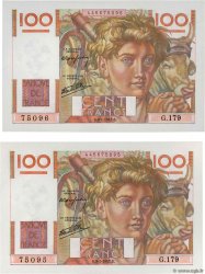 100 Francs JEUNE PAYSAN Consécutifs FRANCIA  1947 F.28.13 q.FDC