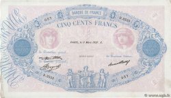 500 Francs BLEU ET ROSE FRANCIA  1937 F.30.38 q.SPL