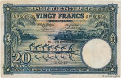 20 Francs BELGIAN CONGO  1949 P.15G F