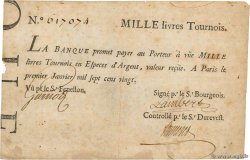 1000 Livres Tournois typographié FRANCIA  1720 Dor.29 MB a BB