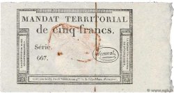 5 Francs Monval cachet rouge FRANCIA  1796 Ass.63c FDC