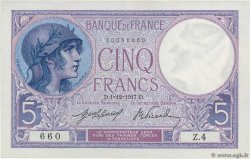 5 Francs FEMME CASQUÉE Petit numéro FRANCIA  1917 F.03.01