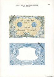 20 Francs BLEU Planche FRANKREICH  1975 F.10pl