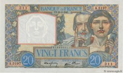 20 Francs TRAVAIL ET SCIENCE FRANCIA  1941 F.12.12 q.FDC