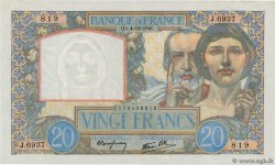 20 Francs TRAVAIL ET SCIENCE FRANKREICH  1941 F.12.20