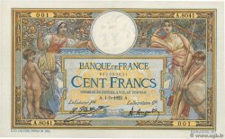100 Francs LUC OLIVIER MERSON sans LOM Petit numéro FRANCIA  1922 F.23.15 EBC+