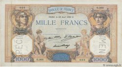 1000 Francs CÉRÈS ET MERCURE Spécimen FRANKREICH  1930 F.37.05Sp VZ+