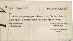 10 Livres Tournois typographié FRANKREICH  1720 Dor.20