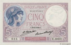 5 Francs FEMME CASQUÉE FRANCIA  1929 F.03.13 AU+