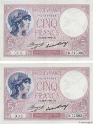 5 Francs FEMME CASQUÉE Lot FRANKREICH  1933 F.03.17
