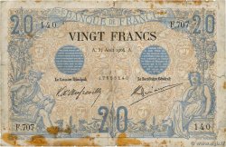 20 Francs NOIR FRANKREICH  1904 F.09.03 SGE