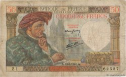 50 Francs JACQUES CŒUR FRANCE  1940 F.19.01 B