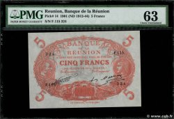 5 Francs Cabasson rouge ISLA DE LA REUNIóN  1930 P.14 SC+