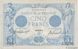 5 Francs BLEU FRANKREICH  1916 F.02.43 fVZ