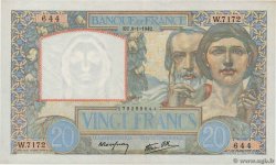 20 Francs TRAVAIL ET SCIENCE FRANKREICH  1942 F.12.21