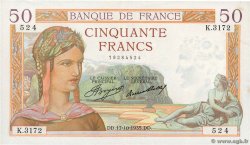 50 Francs CÉRÈS FRANCIA  1935 F.17.18 SPL