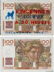100 Francs JEUNE PAYSAN Lot FRANCIA  1952 F.28.32 AU