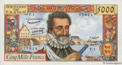 5000 Francs HENRI IV FRANKREICH  1957 F.49.01 fST+