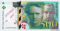 500 Francs PIERRE ET MARIE CURIE Spécimen FRANCIA  1994 F.76.01Spn FDC