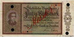 50 Reichsmark Spécimen GERMANY Dresden 1924  VF+