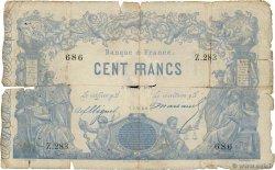 100 Francs type 1862 - Bleu à indices Noirs FRANCE  1871 F.A39.07 G