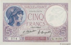 5 Francs FEMME CASQUÉE FRANCIA  1924 F.03.08 AU+