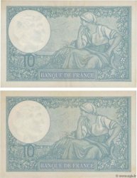 10 Francs MINERVE modifié Consécutifs FRANCIA  1939 F.07.01 EBC
