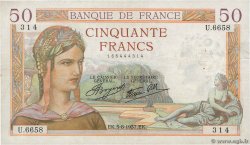 50 Francs CÉRÈS modifié FRANKREICH  1937 F.18.01