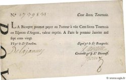 100 Livres Tournois typographié FRANCIA  1720 Dor.26 MBC