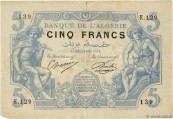 5 Francs ALGERIEN  1909 P.071a SS